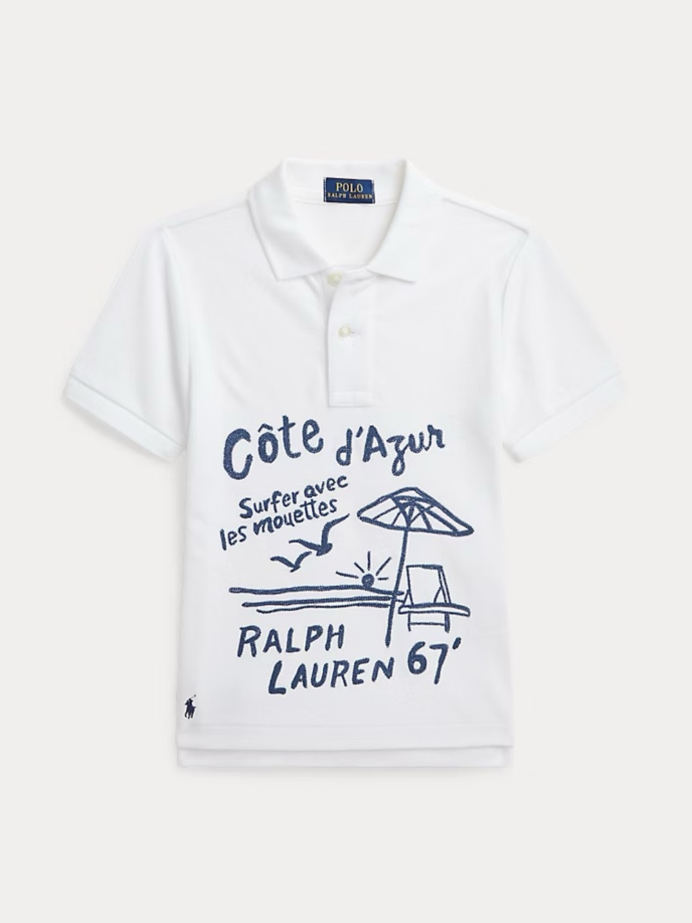 🔻sale Authentic Polo Ralph Lauren Embroidered "Côte d'Azur" Mesh Polo Shirt